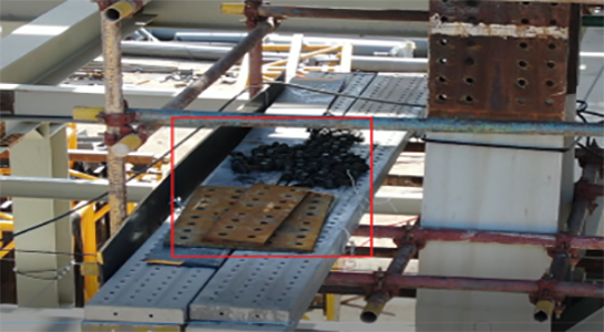 腳手架踏板堆放易墜落重物異常報警